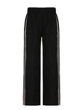 Side Stripe Patchwork Elastic High Waist Track Pants Women Street Style Black Casual Loose Hippie Straight Leg Baggy Trousers