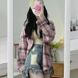 Darianrojas  - holiday outfits Women's Plaid Blouse Long Sleeve Check Shirt Green Pink Tops Female Basic Cheap Women's Korean Fashion Reviews Many Clothes