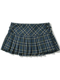 Women New Fashion Preppy Style Plaid Printed Pleated Mini Skirt Hot Sweet Low Waist Sexy Super Short Skirts