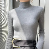 Darianrojas  -  Solid Sweater Women Half Turtleneck Knitted Pullovers Harajuku Korean Thick Knitwear Autumn Winter Fashion Slim Jumpers