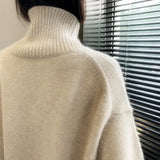 Autumn and Winter New Thick Cashmere Sweater Women High Neck Pullover Sweater Warm Loose Knitted Base Sweater Jacket Tops