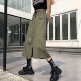 Harajuku Long Skirt Pants Women Elastic Waist Oversized Cargo Pants Woman Summer Streetwear Wide Leg Trousers Female