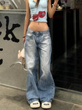 Darianrojas  -  Women American Vintage Y2k Japanese Harajuku Streetwear Baggy Low Rise Denim Pants Long Trousers 2000s Aesthetic Jean Kpop Punk