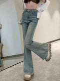 Summer Bule Y2k Elegant Jeans Women High Waist France Designer Flare Pants Female Bodycon Korean Fashion Denim Pants New