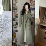 Women Long Woolen Windbreaker Coat Korean Loose Fashion Single-breasted Lapel Coats Female Autumn Winter Warm Lady Overcoats