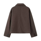 Autumn New Women's Fashion Style Versatile Simple Straight Tube Short Flip Collar Woolen Coat