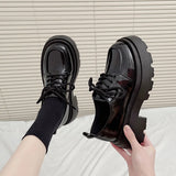 Darianrojas  -  Women Spring New Black Platform Flats Shoes Women Loafers Slip on Boat Shoes Designer Casual Leather Oxfords