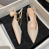 New Summer Fashion Pointed Toe Pure Color Non-slip Buckle Strap Sexy Women Sandal Chunky Heels Banquet Women Shoes G314