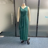 Women Maxi Dress Trendy Solid V Neck Sleeveless Ruffled Irregular Design Slit Slim Party Evening Dresses Streetwear