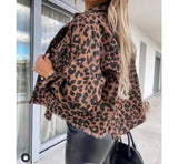 Vintage Denim Jacket for Women Loose Snake Leopard Jean Oversize Long Sleeve Boyfriend Coat Distressed Lapel Shacket denim coat