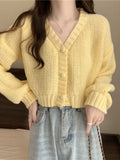 Women Sweater Cardigan V-Neck Button Up Casual Knit Sweater Coat Sweet Cardigan Coat For Women Autumn Winter