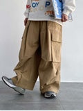 Japanese Streetwear Green Cargo Pants Women Y2K Hippie Kpop Harajuku Oversize Wide Leg Trouser Female Pockets Sweatpants