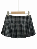 Women New Fashion Preppy Style Plaid Printed Pleated Mini Skirt Hot Sweet Low Waist Sexy Super Short Skirts