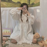 Darianrojas  - holiday outfits Japanese Sweet Girl Lolita Dress White Summer Kawaii Peter Pan Collar Cute Ruffle Puff Sleeve Drees Elegant Lady Dresses