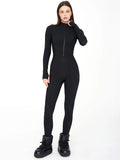 Autumn Winter Long Sleeve Jumpsuits Women Overalls Fashion Zipper O Neck Sporty Rompers Ladies Casual Playsuits