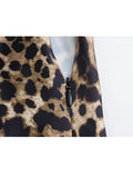 Women Leopard Print Long Skirt Summer Fashion Vintage Animal Print Slim Zipper Midi Straight Skirt Y2K High Street