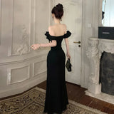 Darianrojas  -  holiday outfits Ruffled One Shoulder Strapless Evening Dress Women Spring Summer Elegant High Waist Slim Wrapped Slit Long Dresses