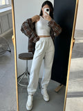 Darianrojas  -  holiday outfits Casual Women's Classic Pants Cotton 80% Jogging Gray Oversize Sweatpants Vintage Long High Waist Elastic White Pants for Women