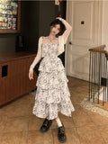Y2k Fairycore White Graduation Dress Women Korean Style One Piece Slip Floral Dresses Vintage Long Prom Vestidos Summer