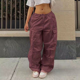 Y2K Clothing Oversized Plus Size Low Waist Parachute Loose Baggy Sweatpants Trousers Women Jogger Cargo Pants Streetwear Outfits