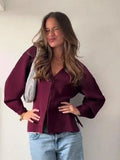 Darianrojas  - holiday outfits Casual Knitted Women 2 Pieces Set V-neck Long Sleeve Sweater A-line Skirts Wine Red Female Sets Autumn Fashion Lady Outfits