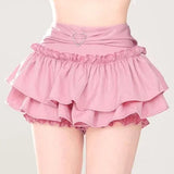 Darianrojas  - holiday outfits Kawaii Mini Skirt Black Pink Women's Skirt Fairycore Lolita Ruffle Pleated Skirt Cute Miniskirt Y2k Clothes Safety Short