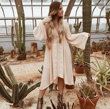 long sleeve dresses Women tunic Vintage floral Embroidered Cotton Long Dress vestidos Casual Hippie Boho Asymmetric robe