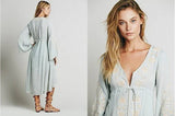 long sleeve dresses Women tunic Vintage floral Embroidered Cotton Long Dress vestidos Casual Hippie Boho Asymmetric robe