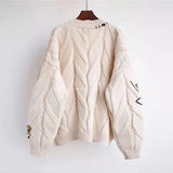 Spring Women's Sweater Warm Knitted Sweater Jacket Loose Pocket Embroidery Fashion Knit Cardigan Jacket Ladies Jacket