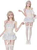 Darianrojas  -  Summer Kawaii Lolita 2 Piece Set Women Causal Slim Mini Dress + Cute High Waist Shorts Female  Japanese Style Sweet Suits