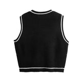 Darianrojas  -  Y2K Gothic Knit Sweater Vest Skull Argyle Print Pattern Knitwear V-neck Pullover Fashion Jumper Top Women Halloween Streetwear