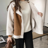 Winter Sheep Wool Coat Women Thick Warm Long Sleeve Zipper Pocket Jacket Women Fashion Leather Motorcycle Jacket Coats