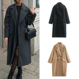 Darianrojas  -  New OuterwearChic Overcoat FashionWomen's Soft Oversized Woolen Coat Long SleeveFront Welt PocketsFemale