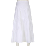 Fairycore Floral Edge A-line Long Skirt White Coquette Aesthetic Skirts Y2K Holiday Party Casual Outfit Sweet Skirts