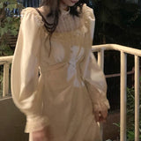 Darianrojas Gothic Black Y2k Dress Women Autumn Casual Lace Long Sleeve One Piece Dress Korean Evening Party Elegant Midi Dress Female