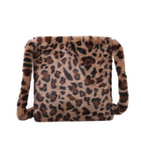 Darianrojas Leopard Plush Shoulder Bags for Women's Autumn and Winter Fashion Ladies Vintage Handbags Women Large Capacity Messenger Bags