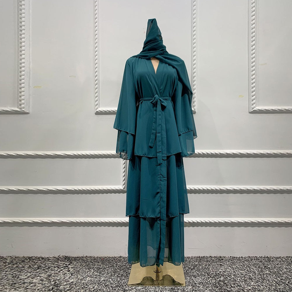 Chiffon Robe Longue Kimono Femme Musulmane Open Abaya Dubai Turkey Islam Arabic Muslim Dress Abayas For Women Caftan Marocain