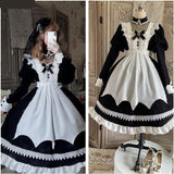 Darianrojas Gothic Vampire Loli Maid Apron Outfit Dress Halloween Cosplay Lolita Anime Costume Women Vintage Elegant Party Dresses Harajuku