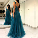 Darianrojas Sexy Split V-Neck Evening Dress Appliqued Beaded Pearls Long Prom Dresses Backless Formal Gown robe de soiree