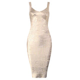 High Quality Sexy Women V-Neck Rayon Bandage Dress Elegant Evening Party Dress