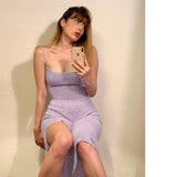 Sexy Beachwear Holiday Winter Knitted Sweater Dress Women Spaghetti Strap Strapless Backless Lace Up Dresses Female Beach Robes