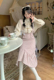 Darianrojas Winter sweet Lolita pink Plaid Strap Dress women Japanese Kawaii Bow Slim Party dresses Female Korean Fashion y2k birthday Dress