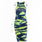 Tie-Dye Print Ruched Christmas Dress For Women Long Sleeve Sexy Bodycon Winter Dress Elastic Pleated Casual Party Dress