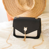 Darianrojas Bags for Women Luxury Designer Cover Tassel Chain Shoulder Small Square Bag Messenger Crossbody Bag Pearl Cat Bolsa Feminina
