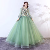 Green Quinceanera Dress Elegant V-neck Party Prom Ball Gown Sleeveless Sweet Floral Print Quinceanera Dresses Plus Size Vestidos