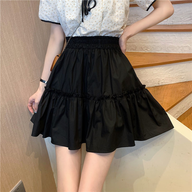 Harajuku White Mini Skirt Black Skirt Summer Women High Waist A-line Skirt Pleated Student Lady Cute Skirt Preppy Style wholesa