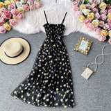 Summer Beach Mesh Floral Dress Women Vintage Elegant Sexy Beach Sundress Woman Party Night Korean Kawaii Vestidos