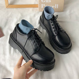 Darianrojas Brown Vintage Platform Shoes Oxford Shoes Women Comfortable Lace Up Platform Oxford Loafers Casual College Student Shoes