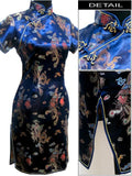 Black Traditional Chinese Women Qipao Dress Sexy Short Mini Cheongsam Handmade Button Flower Large Size 3XL 4XL 5XL 6XL