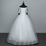 Wedding Dress Arrival Flowers Butterfly Gelinlik Embroidery Lace Boat Neck Princess Wedding Gowns